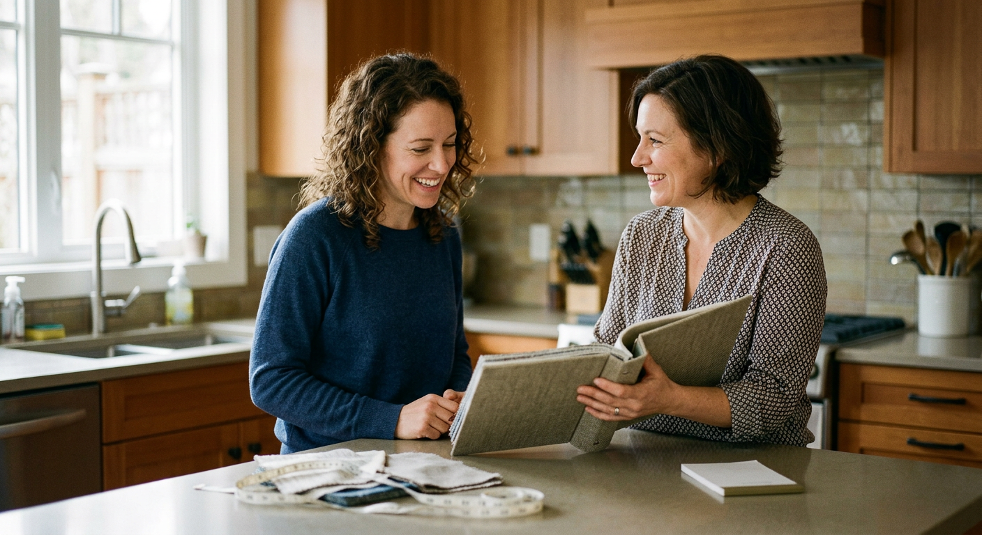Happy homeowner with agent